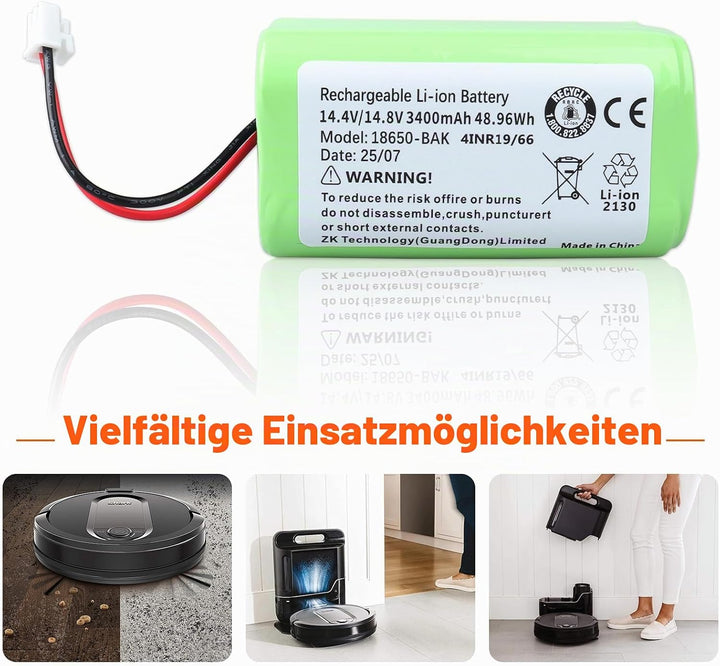 JIMACRO RVBAT850 Akku Kompatibel mit Shark Ion Robot RV1001AE, R75, R85, R761, S87, RV751, RV850, RV