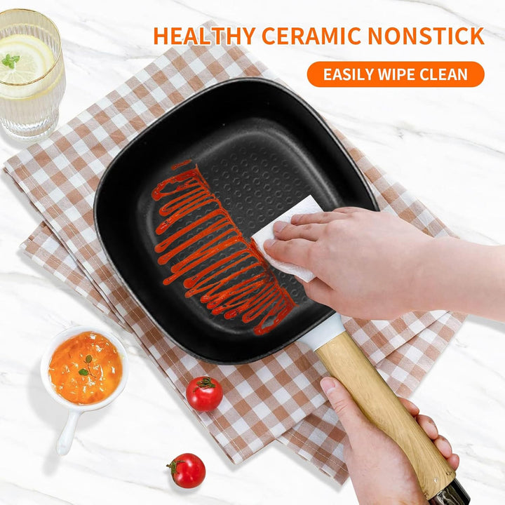 Audecook Hot Pot Elektrisch 2L, Elektrische Pfanne mit Antihaft-Keramikglasur, 20 cm, Tragbarer Mult