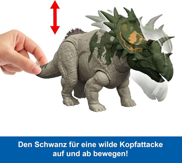 Mattel Jurassic World: Die Wiedergeburt Wild Roar Dinosaurierspielzeug, Spiclypeus, bewegliche Figur