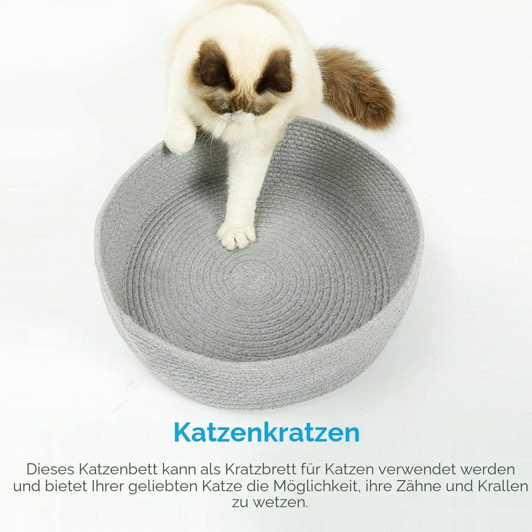 Haustier Katzenbett Haustierbett Katzenbettchen Katzenkörbchen Katzennest Katzenkorb Grau Rund 40cm