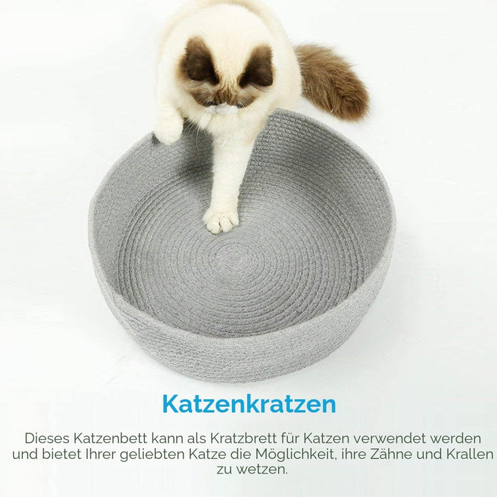 Haustier Katzenbett Haustierbett Katzenbettchen Katzenkörbchen Katzennest Katzenkorb Grau Rund 40cm