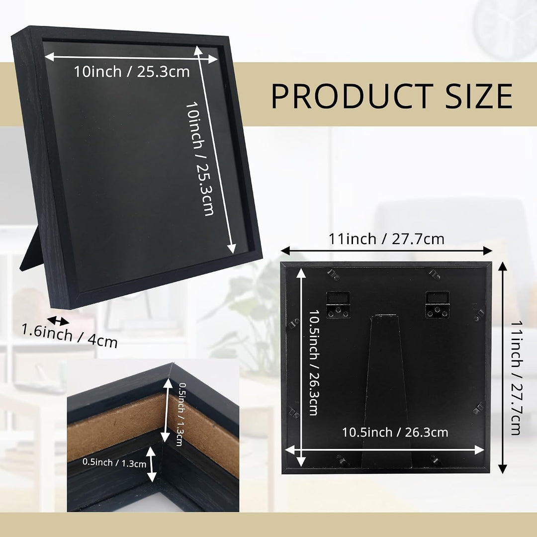 GMFrames 11x11 Anstecknadel-Vitrine mit Echtglas, Schaukasten für Wand und Tisch, Steckraster Schwar