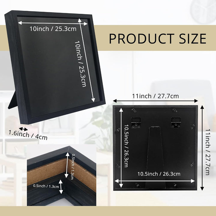 GMFrames 11x11 Anstecknadel-Vitrine mit Echtglas, Schaukasten für Wand und Tisch, Steckraster Schwar
