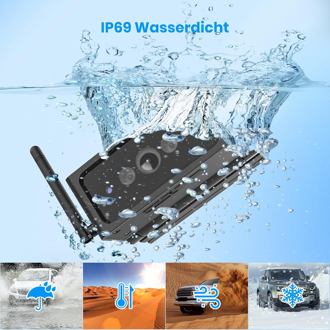 AUTO-VOX Solar Echt Kabellos Rückfahrkamera Set mit IR Nachtsicht, 1080P Funk Digital Rückfahrkamera