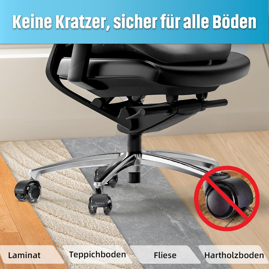 Sytopia Bürostuhl Rollen, 5er Set Rollen für Bürostühle, 11x22mm Hartbodenrollen für Bürostuhl Stuhl