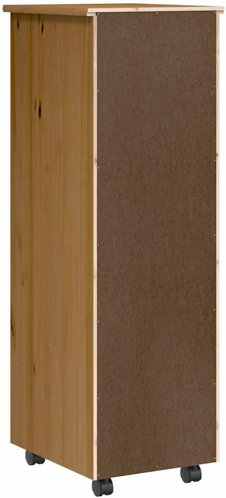 vidaXL Rollschrank mit Schubladen Moss Honigbraun Massivholz Kiefer