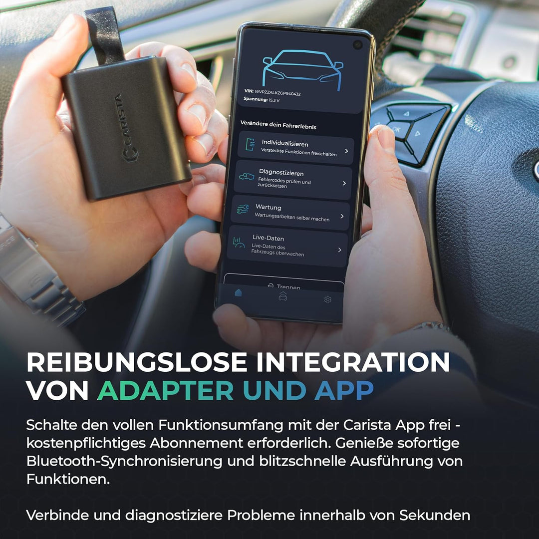CARISTA EVO- Bluetooth Adapter: Diagnose, Anpassung, Wartung, Live-Daten, Carista EVO