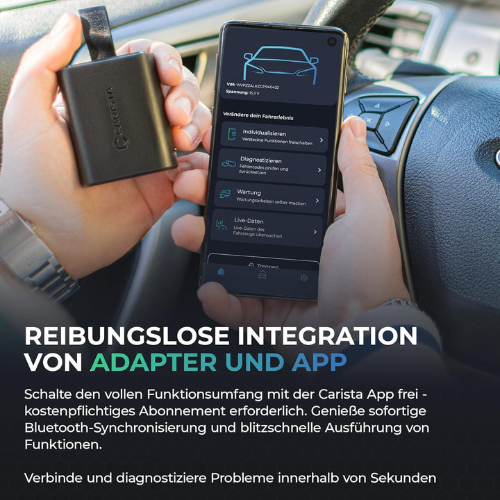 CARISTA EVO- Bluetooth Adapter: Diagnose, Anpassung, Wartung, Live-Daten, Carista EVO