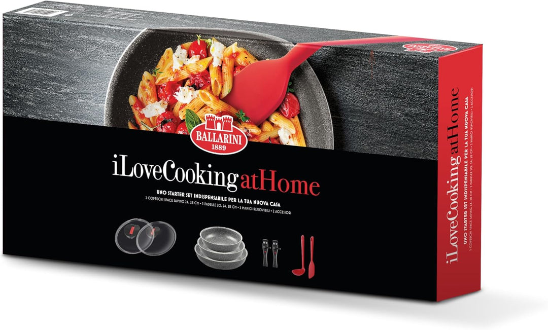 I love coooking at home Ballarini Geschenkset 9-teilig platzsparend