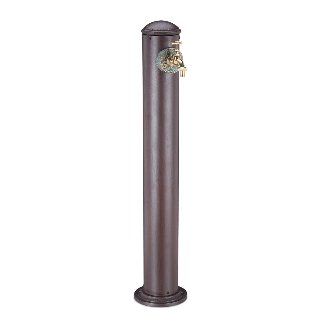 Relaxdays Wasserzapfsäule für Garten, antik, mit Wasserhahn, 3/4 Zoll Anschluss, runde Zapfsäule, 91