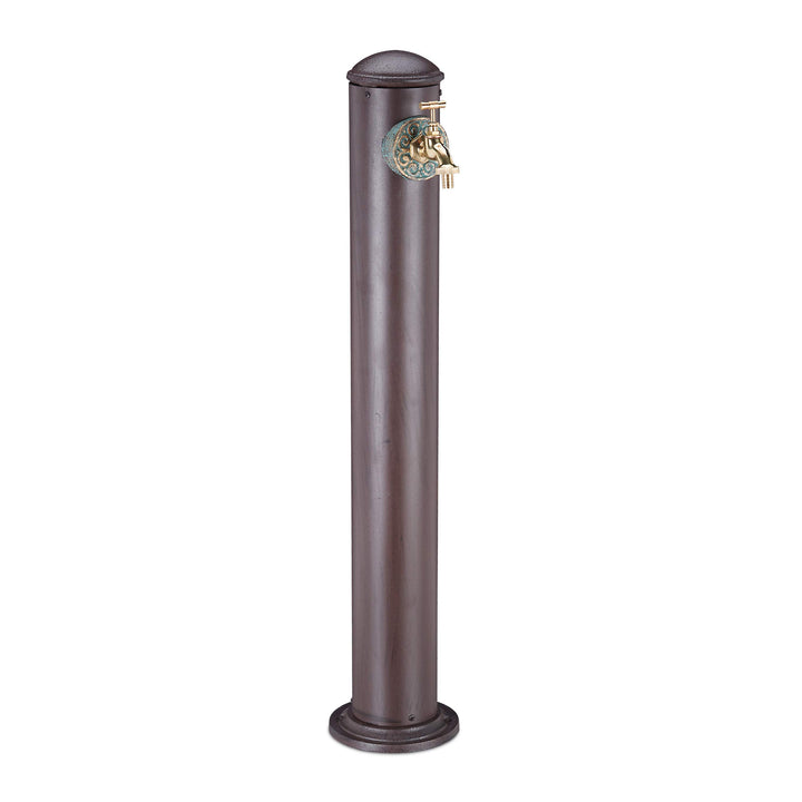 Relaxdays Wasserzapfsäule für Garten, antik, mit Wasserhahn, 3/4 Zoll Anschluss, runde Zapfsäule, 91