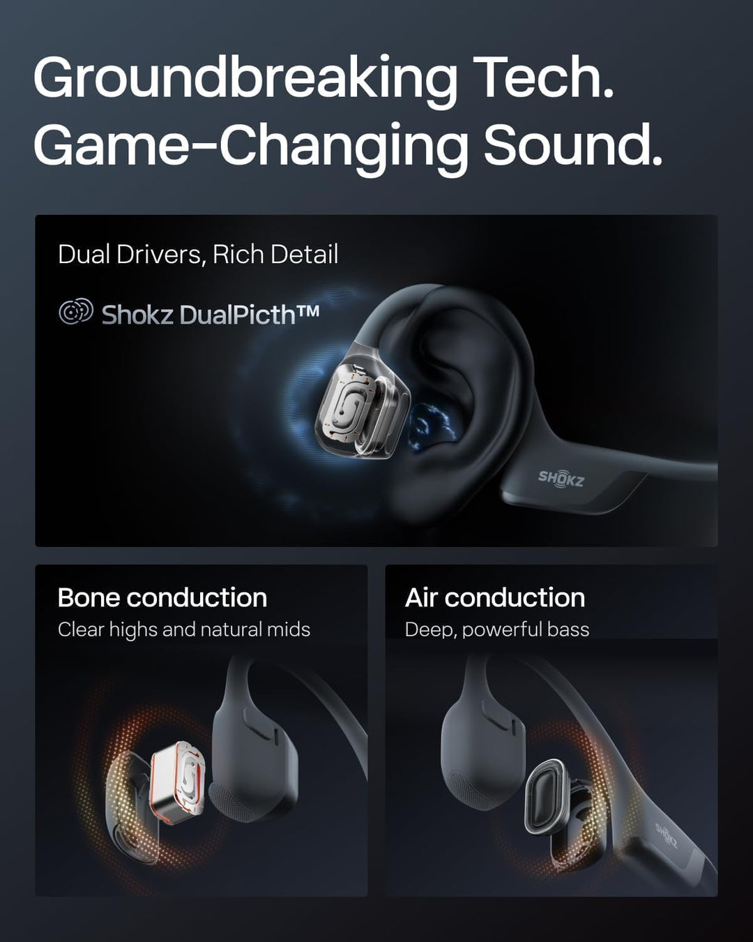 SHOKZ OpenRun Pro 2 Open-Ear Bluetooth Kopfhörer für Sportfans mit 12 Stunden Wiedergabezeit | Gröss