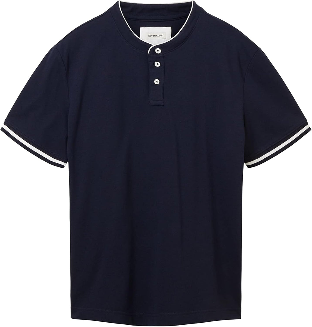 TOM TAILOR Herren Piqué Poloshirt mit Stehkragen S 10668 - Sky Captain Blue, S 10668 - Sky Captain B