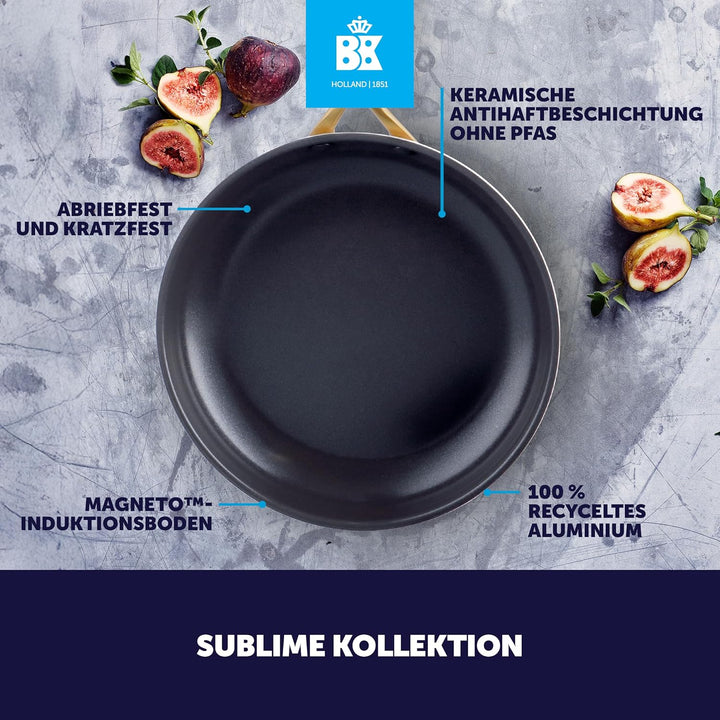BK Sublime Keramik-Antihaft-Wok 28 cm/3,69, PFAS-frei, Induktion, Goldene Edelstahlgriffe, Backofenf