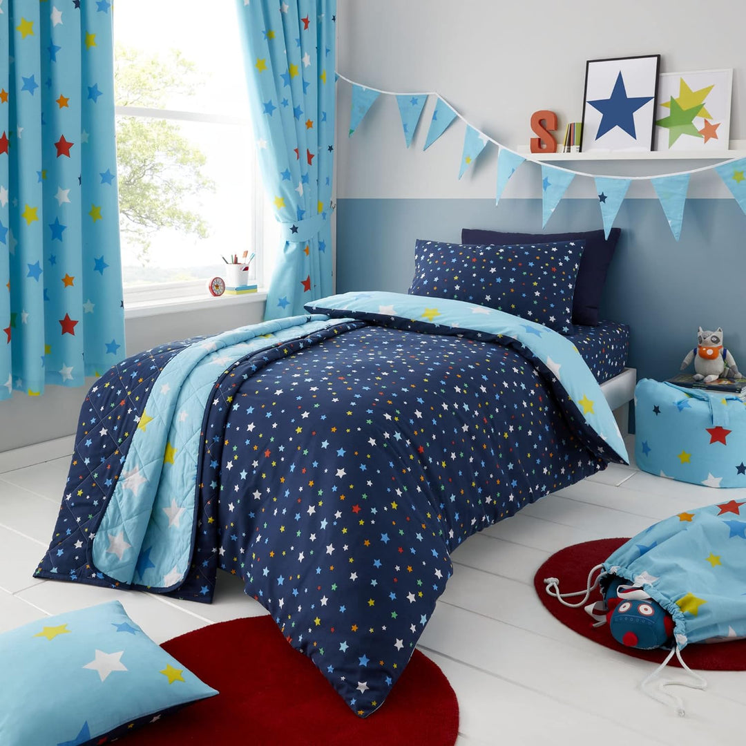 Happy Linen Company Bettwäsche-Set für Mädchen und Jungen, verschiedene Sterne, wendbar, für Doppelb
