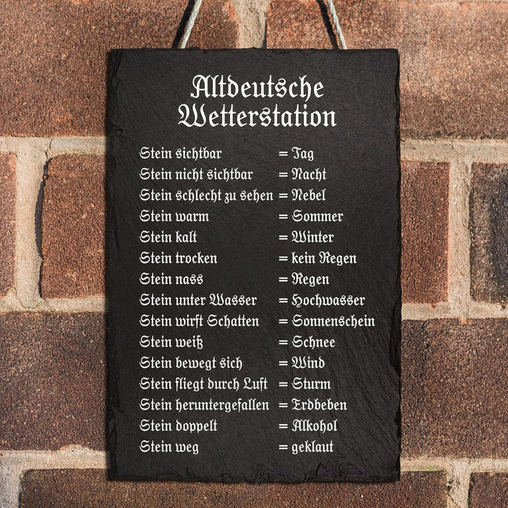 Wetterstein Wetterstation 20x30cm Schieferplatte für Garten Balkon Deko Schiefertafel Tafel beschrif