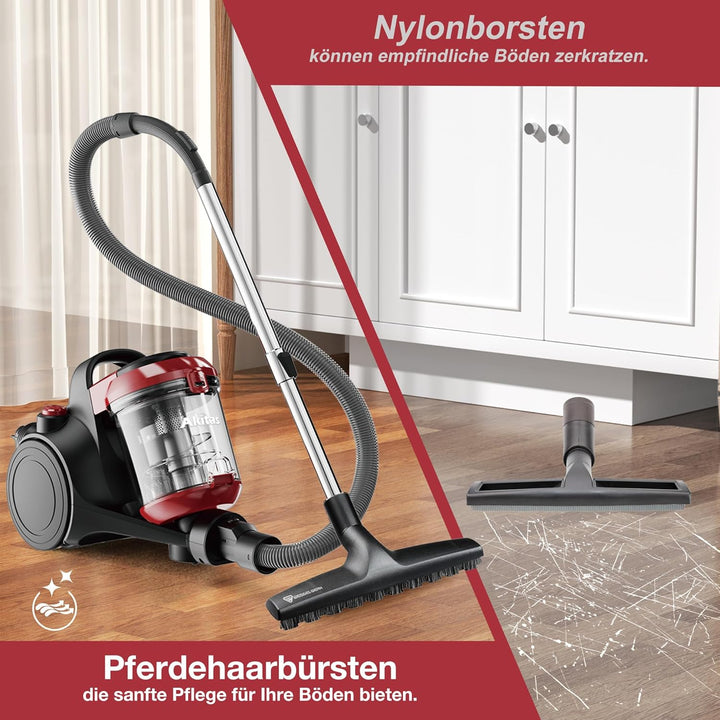 Akitas C10P 900W Beutelloser Staubsauger ohne Beutel – Mit Deutscher Wessel Werk D320 Hartbodenbürst