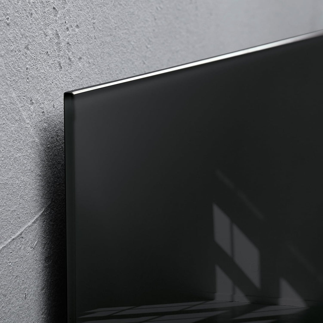 SIGEL GL140 Premium Glas-Whiteboard 100x65 cm schwarz hochglänzend, TÜV geprüft, einfache Montage, G