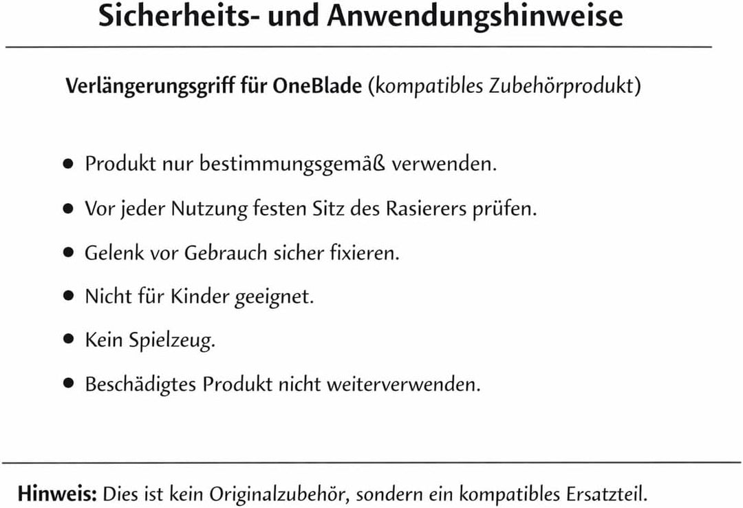 Verlängerungsgriff kompatibel mit Philips OneBlade QP2 & OneBlade 360 – 40 cm Rasierer-Verlängerung