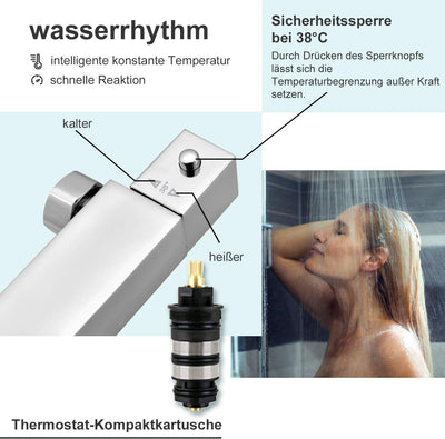 Thermostatarmatur Thermostat Brausebatterie Duscharmatur Duschthermostat Mischbatterie Dusche mit 38