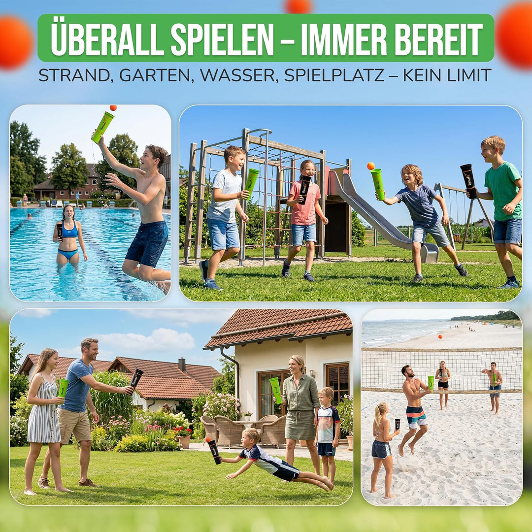 BASSALO Cupball - Sportspiel für Kinder, Jugendliche, Erwachsene 2 Spieler Starter Set Plus, 2 Spiel