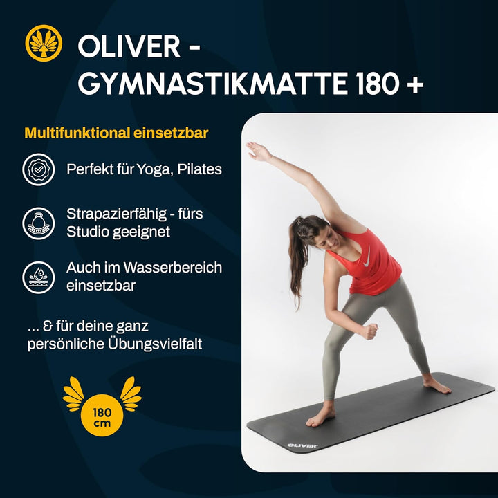 Oliver – rutschfeste Sportmatte quergerillt – Yogamatte für Pilates, Gymnastik &amp; Fitness – hautfreun