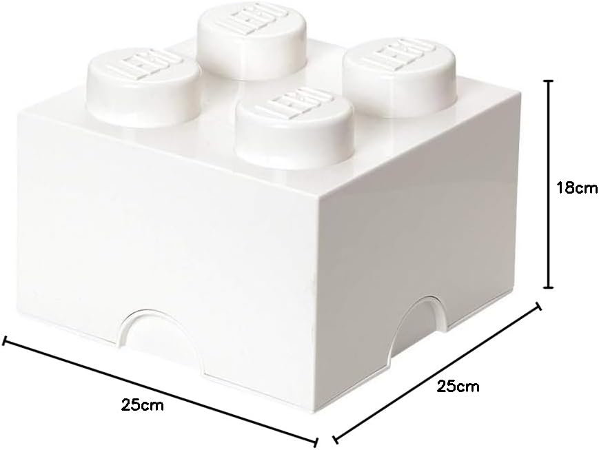 LEGO Aufbewahrungsstein, 4 Noppen, Stapelbare Aufbewahrungsbox, 5,7 l, weiss White, White