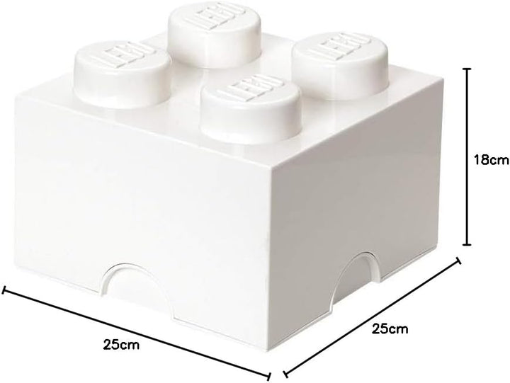 LEGO Aufbewahrungsstein, 4 Noppen, Stapelbare Aufbewahrungsbox, 5,7 l, weiss White, White