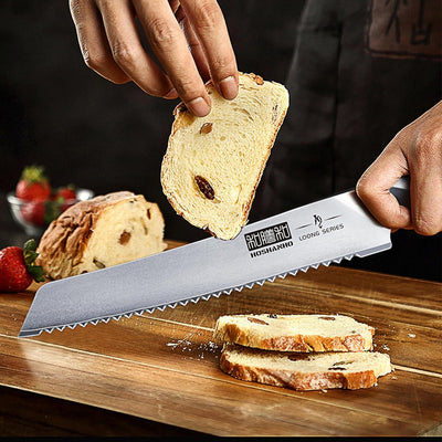 HOSHANHO Brotmesser, 20cm Gestochen Scharf Brotmesser mit Wellenschliff aus Hochgekohltem Edelstahl,