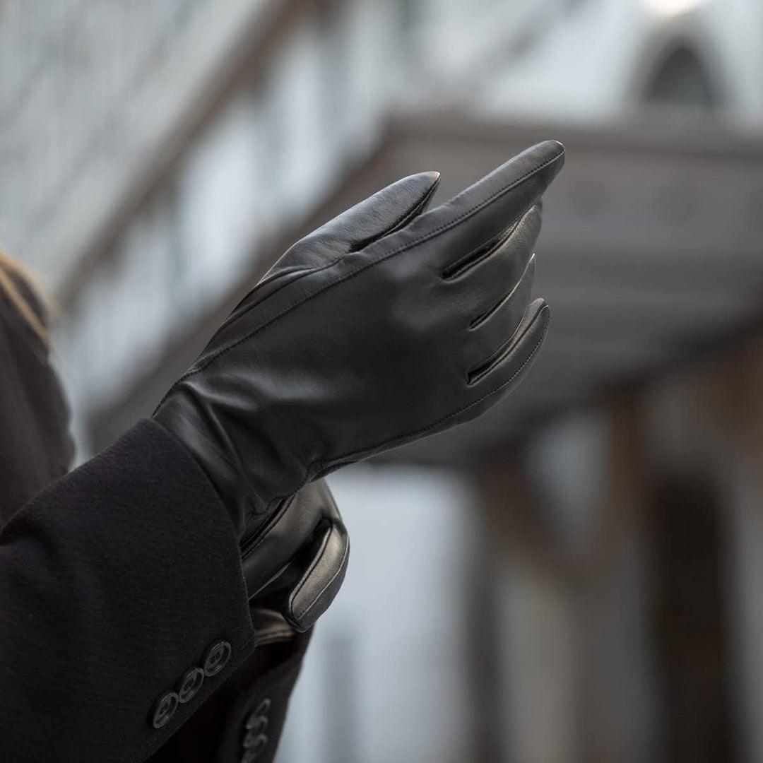 Downholme – Klassische Lederhandschuhe mit Innenfutter aus Kaschmir – für Damen M Schwarz, M Schwarz