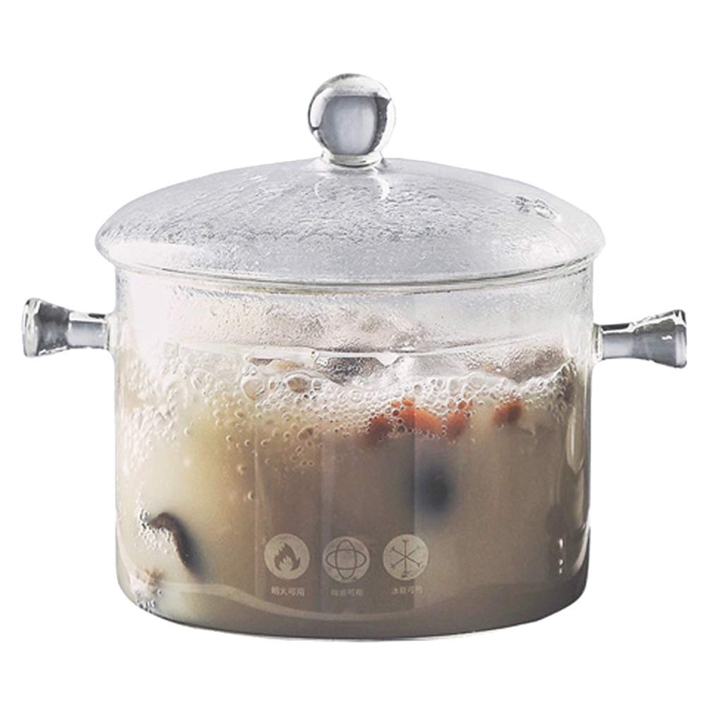 TAMUME 1.5L Glastopf zum Kochen, Doppelgriff