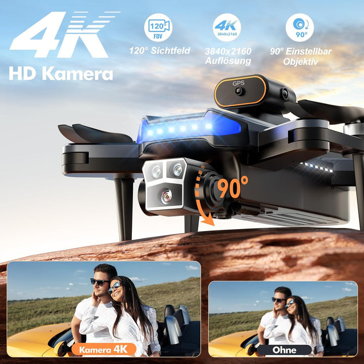 P17 GPS Drohne mit Kamera 4K für Erwachsene, bürstenloser Motor, 54 Min Flugzeit mit 3 Akkus, unter