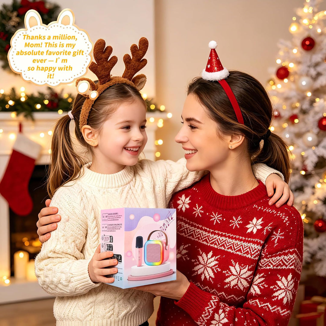 Karaoke Maschine für Kinder,Mini Karaoke Maschine mit 2 kabellosen Mikrofonen,Geburtstagsgeschenk fü