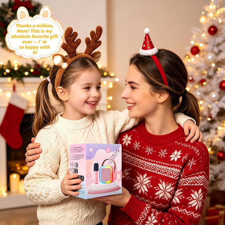 Karaoke Maschine für Kinder,Mini Karaoke Maschine mit 2 kabellosen Mikrofonen,Geburtstagsgeschenk fü