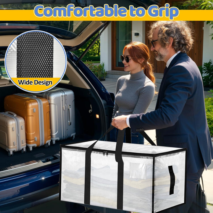 Aufbewahrungstasche 4 Stücke Umzugstaschen, 88L Aufbewahrungstasche Gross Transparente, Aufbewahrung