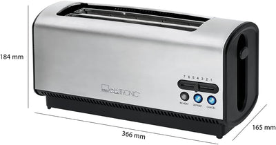 Clatronic TA 3687 4 Scheiben-Langschlitztoaster, Auftau-/Aufwärm-/Schnellstoppfunktion, Stufenlos ei