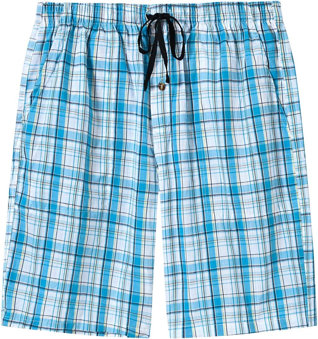 MoFiz Herren Kurze Pyjamahose Baumwolle Schlafshorts Karierte Schlafanzughose Freizeithose Karo Loun