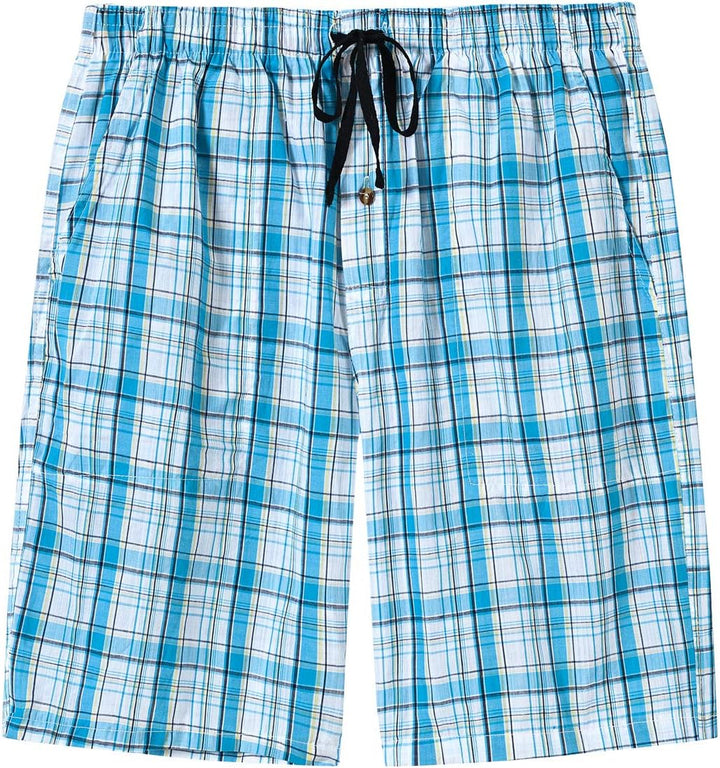 MoFiz Herren Kurze Pyjamahose Baumwolle Schlafshorts Karierte Schlafanzughose Freizeithose Karo Loun