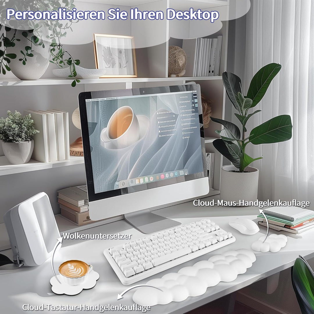 Sushret Wolke Handballenauflage Tastatur, Ergonomisches Wolke Handauflage Tastatur Mit PU Leder Memo