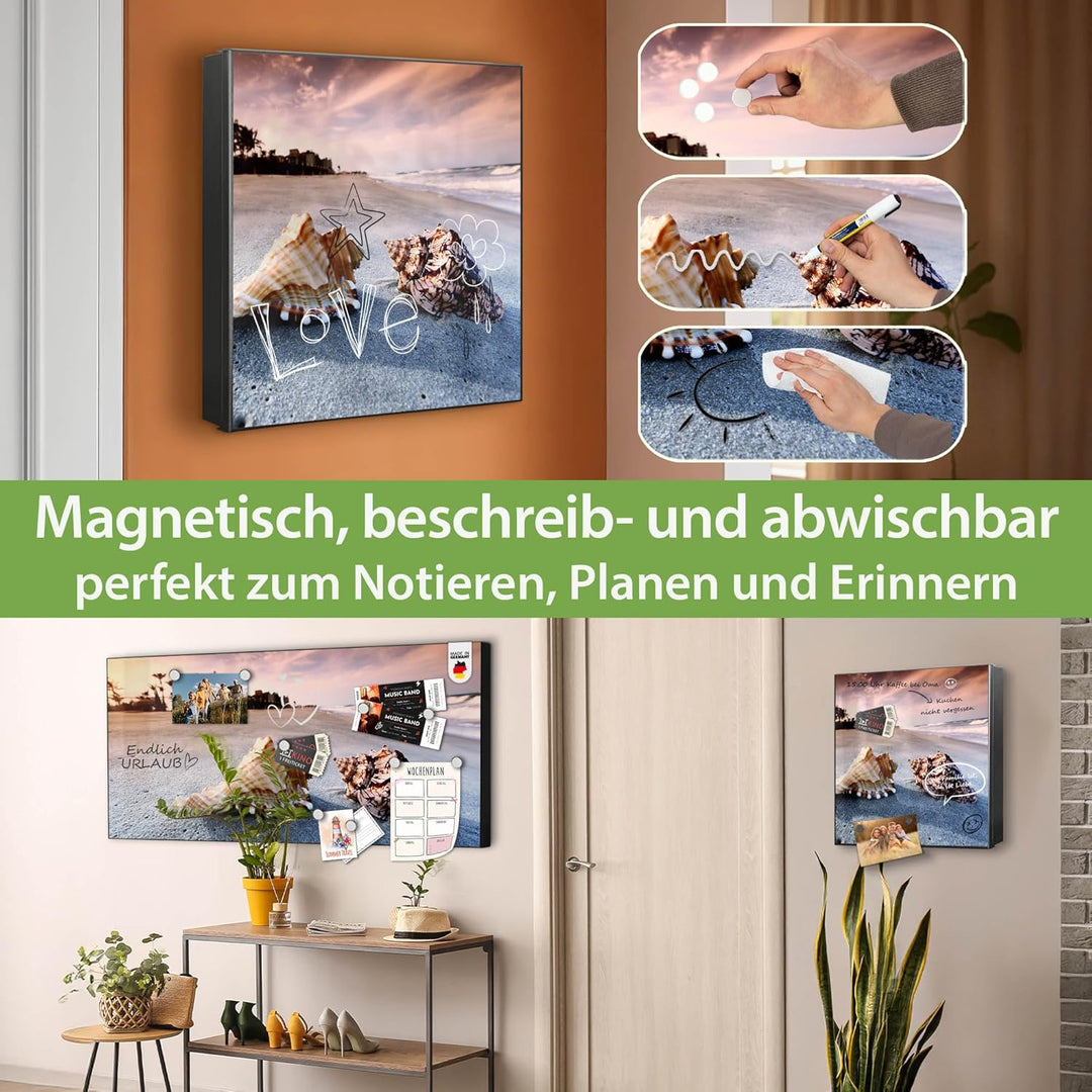 banjado Grosser Schlüsselkasten Glas - Schlüsselbox 30x30cm mit 50 Haken - Schlüsselkasten modern fü