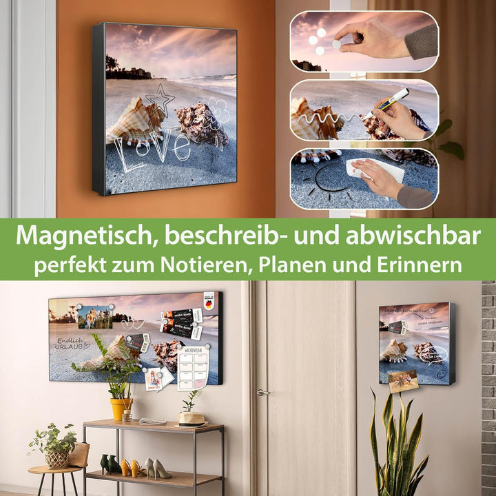 banjado Grosser Schlüsselkasten Glas - Schlüsselbox 30x30cm mit 50 Haken - Schlüsselkasten modern fü