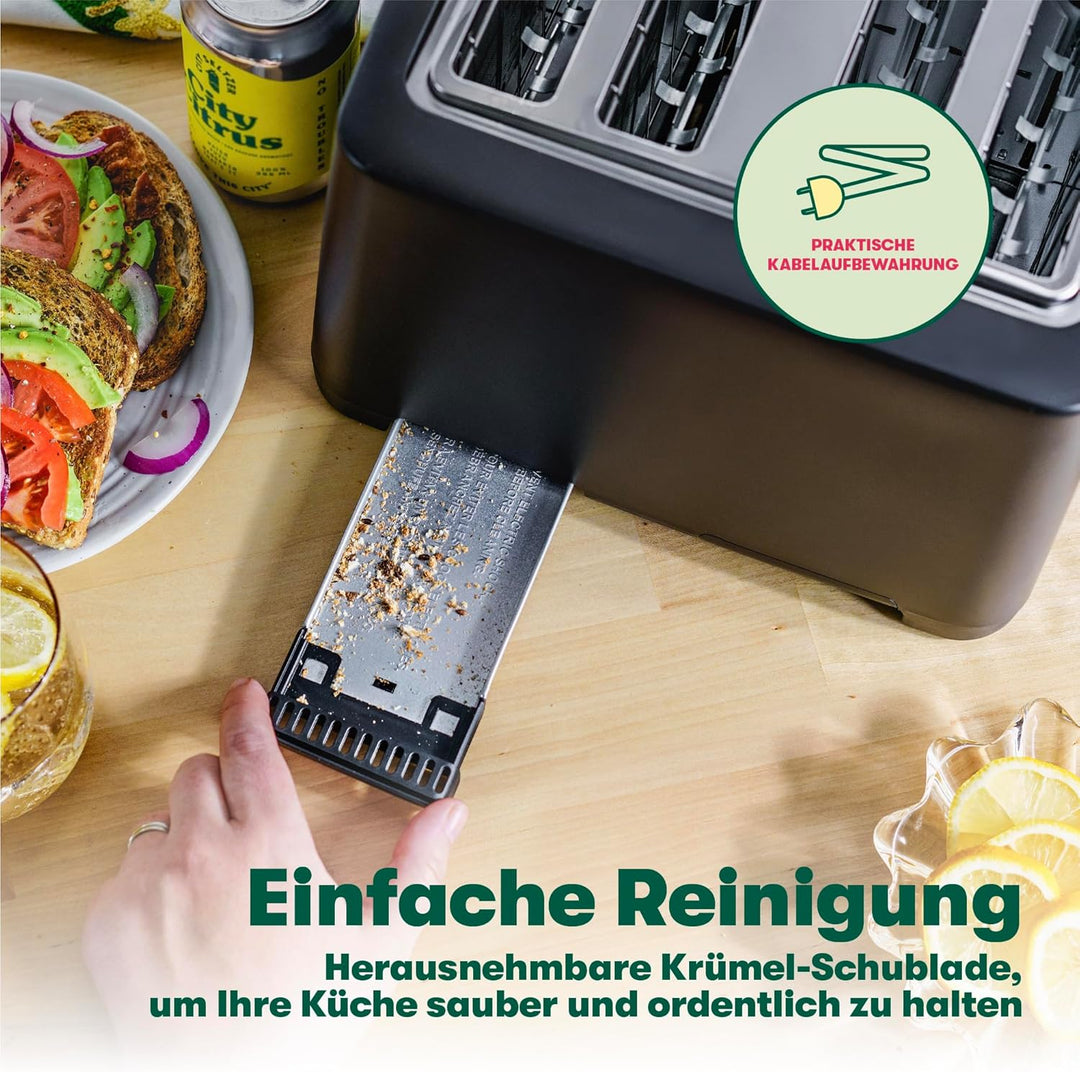 bella 4 Scheiben Toaster mit Automatischer Abschaltung, Extra Breite Schlitze und Abnehmbare Krümels