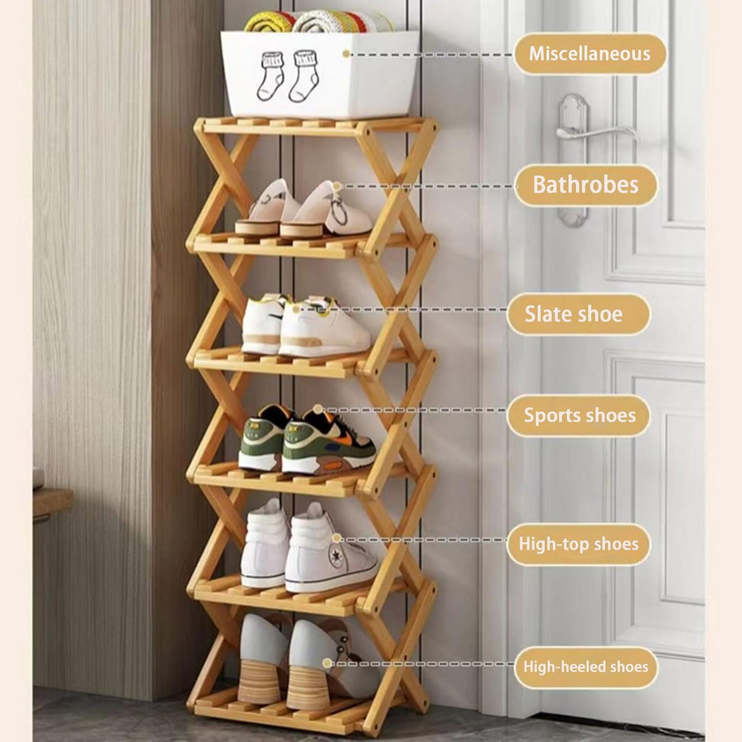 Vertikales Schuhregal klein, 4 Ebenen, tragbar, zusammenklappbar, ohne Installation, freistehendes S