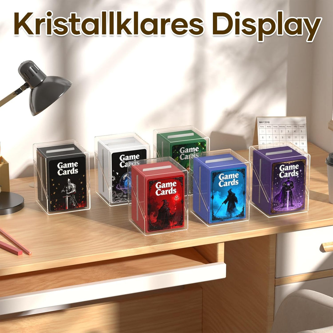 6 Stück Card Deck Boxen, Transparent Commander Kartenbox mit 600Pcs Kartenhüllen und Kartentrenner,