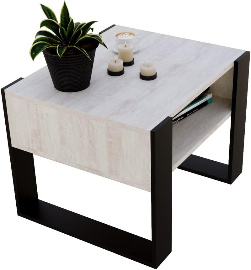 Couchtisch KARO rechteckiger Kaffeetisch aus Holz Modern Teetisch 65 x 53,6 45cm massiv und stabil (