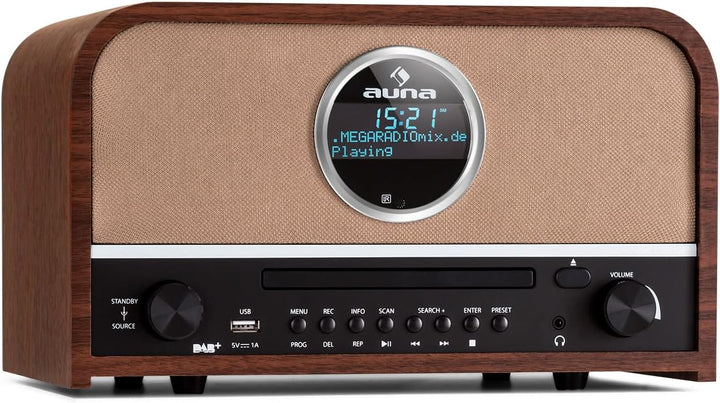 Auna Tragbarer DAB-Radio-CD-Player für Zuhause, FM/DAB/DAB+ Radio mit Bluetooth + AUX, Stereoanlage,