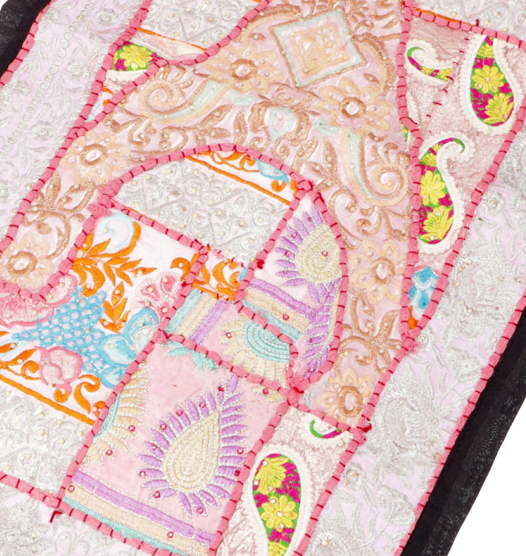GURU SHOP Orientalischer Tischläufer, Wandbehang, Einzelstück 85x45 cm - Motiv 1, Rosa, Baumwolle, W