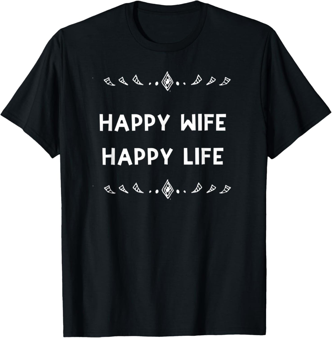 Happy Wife Happy Life T-Shirt Frisch vermählte Funny Hochzeit Geschenke T-Shirt
