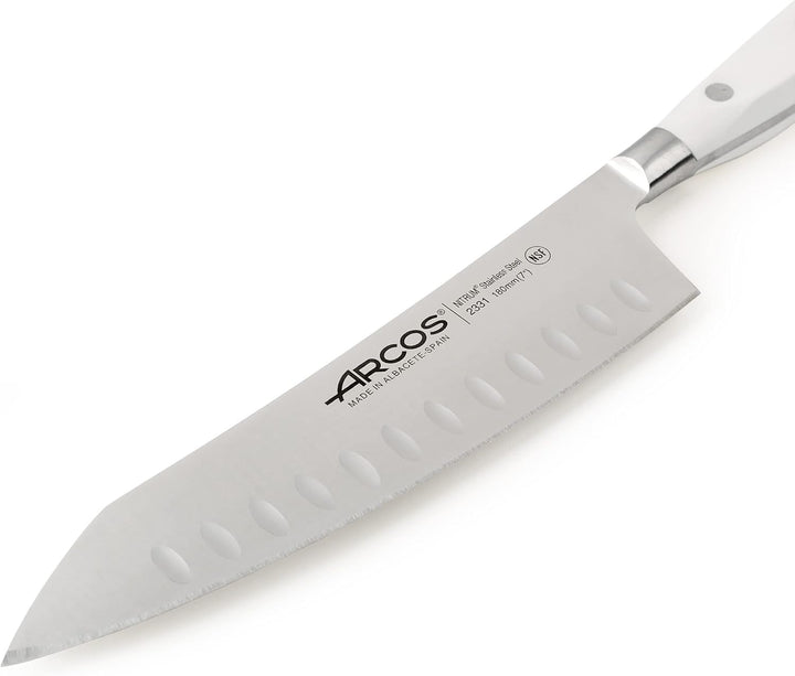 Arcos Serie Riviera Blanc - Rocking Santoku Messer - Klinge aus geschmiedetem Nitrum-Edelstahl 180 m
