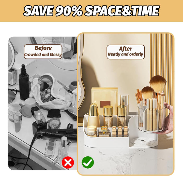 DASITON Make Up Kosmetik Organizer, 360° drehbarer Make Up Pinsel Organizer, Schmink Aufbewahrung fü